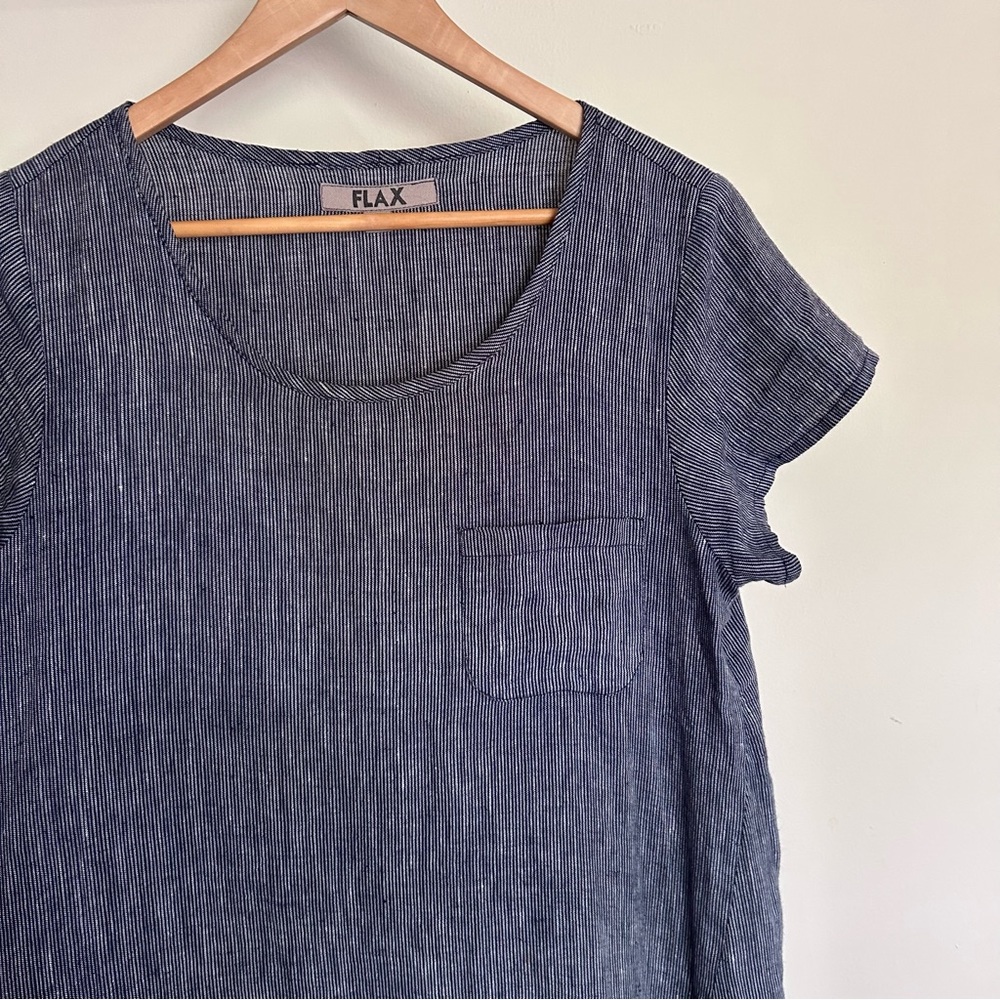 FLAX Blue Linen Maxi Dress Small
